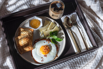 breakfast fried eggs with chess