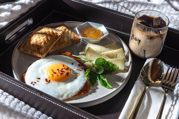 breakfast fried eggs with chess