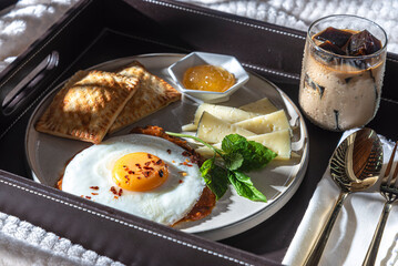 breakfast fried eggs with chess