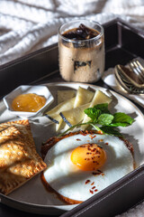 breakfast fried eggs with chess