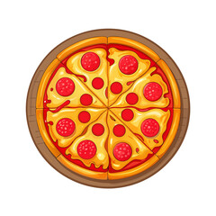 Delicious hot Italian pizza with pepperoni and mozzarella cheese, isolated on a white background, perfect for a fast food dinner snack