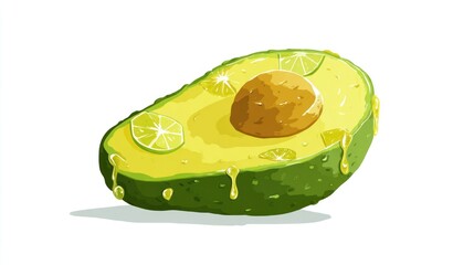Avocado half with lime, dripping juice