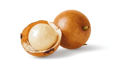 Two halves of a fruit, one whole