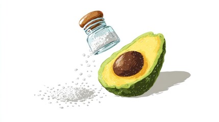 Avocado with salt being sprinkled