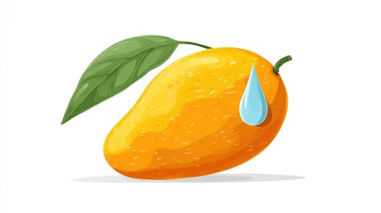 Ripe mango with a sweat drop