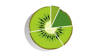 Kiwi fruit pie chart, sliced and sectioned