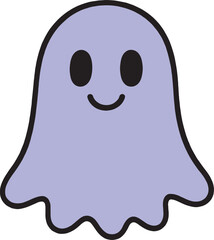 Cute cartoon ghost character with a friendly expression isolated on white background