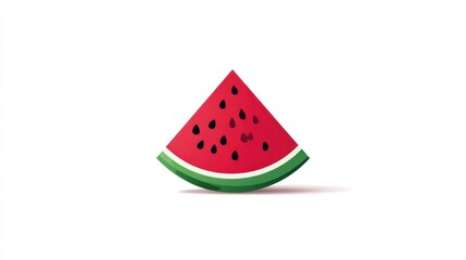 Red watermelon slice, triangular shape,  green seeds, simple illustration