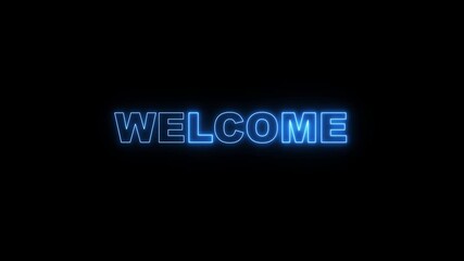 welcome text word animation loop with glow neon text effect. 4K seamless looping effect element for Cinema trailer, Sales Marketing title banner black background video. - Powered by Adobe