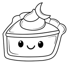 Halloween Cute cake black doodle outline.