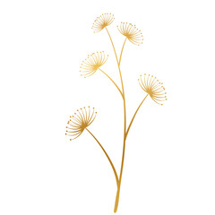 Flower gold line art.