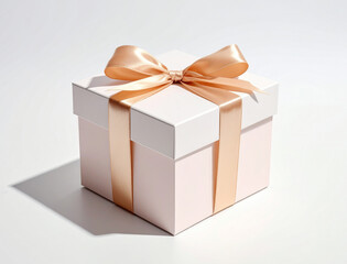 Obraz premium Gift box wrapped with ribbon – festive present isolated on white background