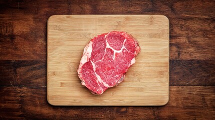 steak. Premium raw beef fillet steak on a wooden cutting board showcasing marbled texture. menu design, packaging mockups, designed for food delivery and cloud-kitchen brand materials.
