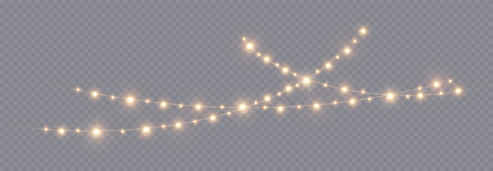 Realistic lamp Christmas lights isolated. Glowing led neon lights and lamps for Xmas and New year cards, banners, posters etc. Garlands design elements and decorations. Vector illustration