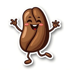 Smiling Coffee Bean Cartoon Character Illustration