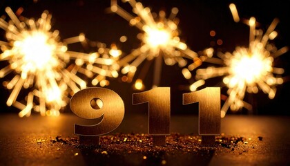 911 Emergency Number Celebration with Sparklers