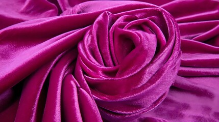Obraz premium Vivid Pink Satin Fabric Rose with Elegant Draped Texture for Fashion or Home Decor