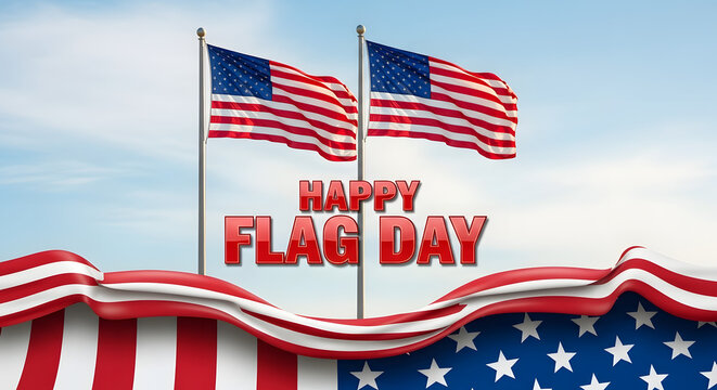 Happy flag day celebration with american flags and decorations