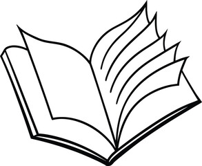 Vector art of open book with turning pages, this simple yet elegant design captures the essence of knowledge and learning, perfect for various creative projects