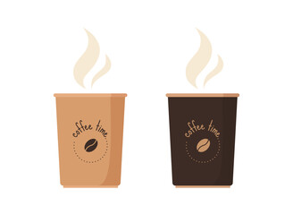 Coffee Time Vector Illustration Two Coffee Cups