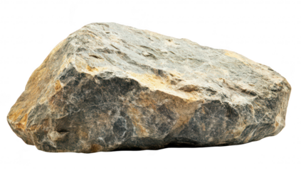 A large. textured rock sits prominently on a plain white background. its natural contours and colors. ideal for educational materials or nature-themed designs