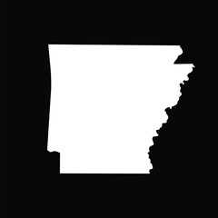 Arkansas State Outline Vector – Minimalist White on Black Design