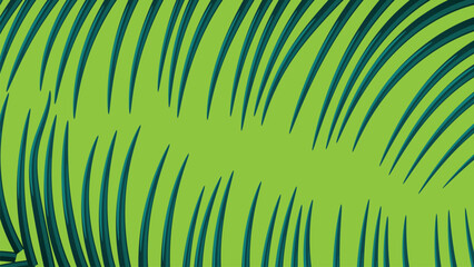 The natural texture and design of green palm leaf lines create a vibrant tropical pattern 