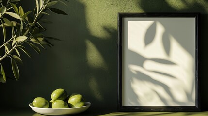 Green empty frame mockup