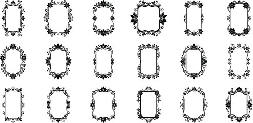 Vector art of elegant floral frame designs for wedding invitations