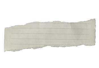 Piece of ripped torn lined paper on transparent background, paper cut out design element