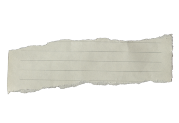 Piece of ripped torn lined paper on transparent background, paper cut out design element