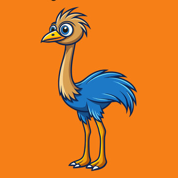 vector illustration of a cartoon ostrich