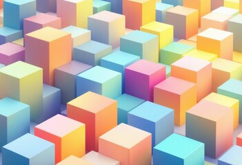 Obraz premium A vibrant arrangement of multi-colored, 3D cubes creates a visually engaging abstract design.