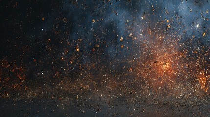 Abstract Cosmic Dust and Gas Nebula in Deep Space with Bright Stars and Colorful Gas Clouds