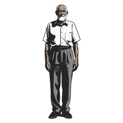 Obraz premium Elderly man with gray beard stands confidently in casual clothing indoors