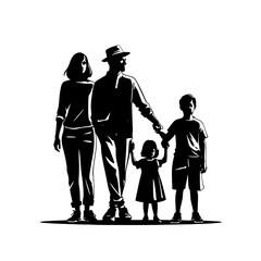 Family stands together outdoors, showcasing unity and love in a simple yet striking design