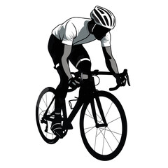 Cyclist riding on a fast-paced road during daytime with focus and determination