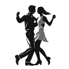 Couple dancing together in an energetic style on a lively dance floor at a nighttime event