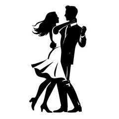 Couple dancing together in an energetic style on a lively dance floor at a nighttime event