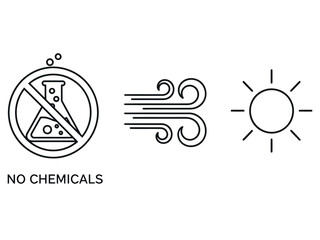 Obraz premium No chemicals sun wind icons organic natural sustainable environmental protection symbols vector