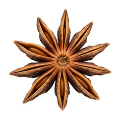 Close up of Star Anise Spice Against a Transparent Background