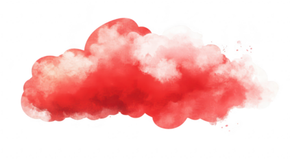A vibrant. artistic depiction of a red watercolor cloud. soft edges and blending hues. perfect for creative backgrounds or design projects