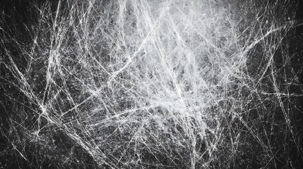 Abstract White Spider Web Pattern on Black Background Artistic Textural Design