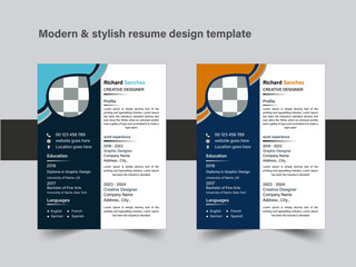Modern and stylish resume design template.