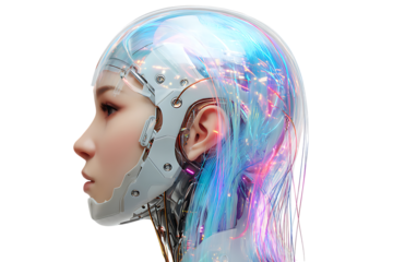 Future AI with Cutting Edge Cybernetic Glow and Female Face Profile with Stunning Futuristic Design, Perfect for Technological Breakthroughs and Innovation Concepts