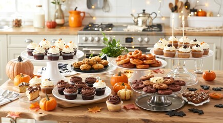 Halloween Dessert Table with Pumpkin Treats