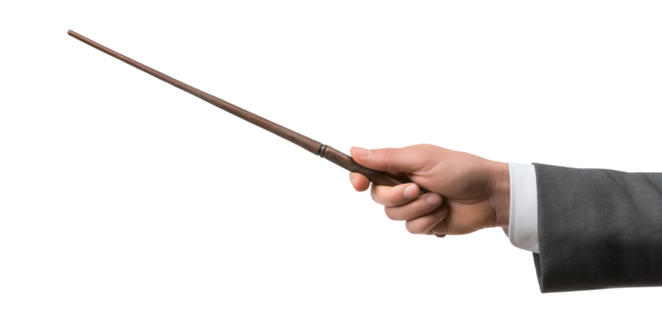 Magician Hand Holding Magic Wand: Isolated Performance Concept