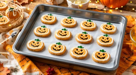 Halloween Pumpkin Cookies in Bakery