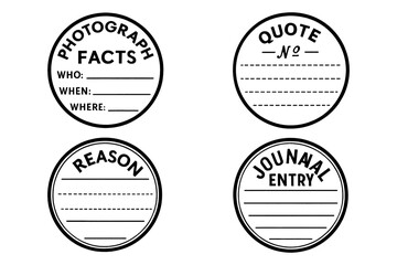 Circular note labels set with journal and reminder text templates, Transparent Background