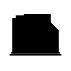 Silhouette of a layered structure resembling a server rack on a base